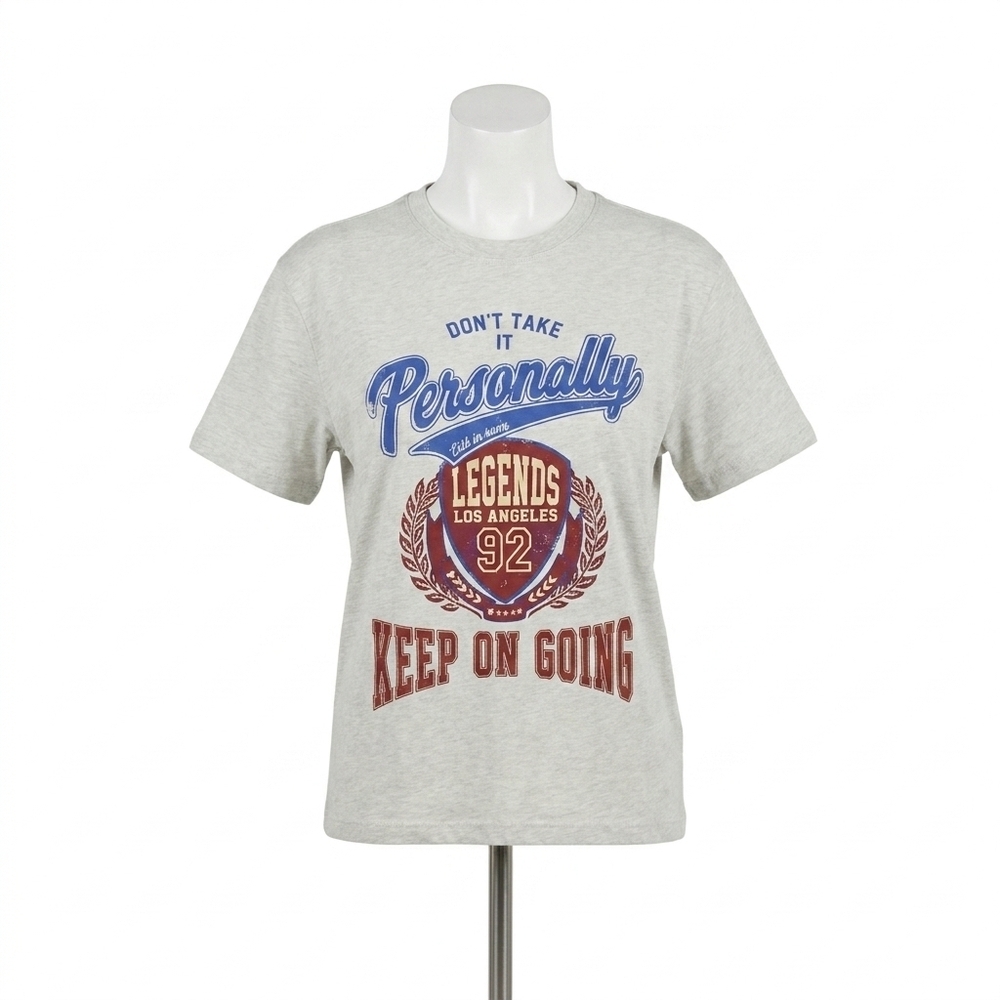 NEW AMBAR don't take it personally printed short sleeve tshirt in gray